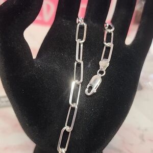 Paperclip Italian Made 8" 925 Sterling Silver Bracelet NWT